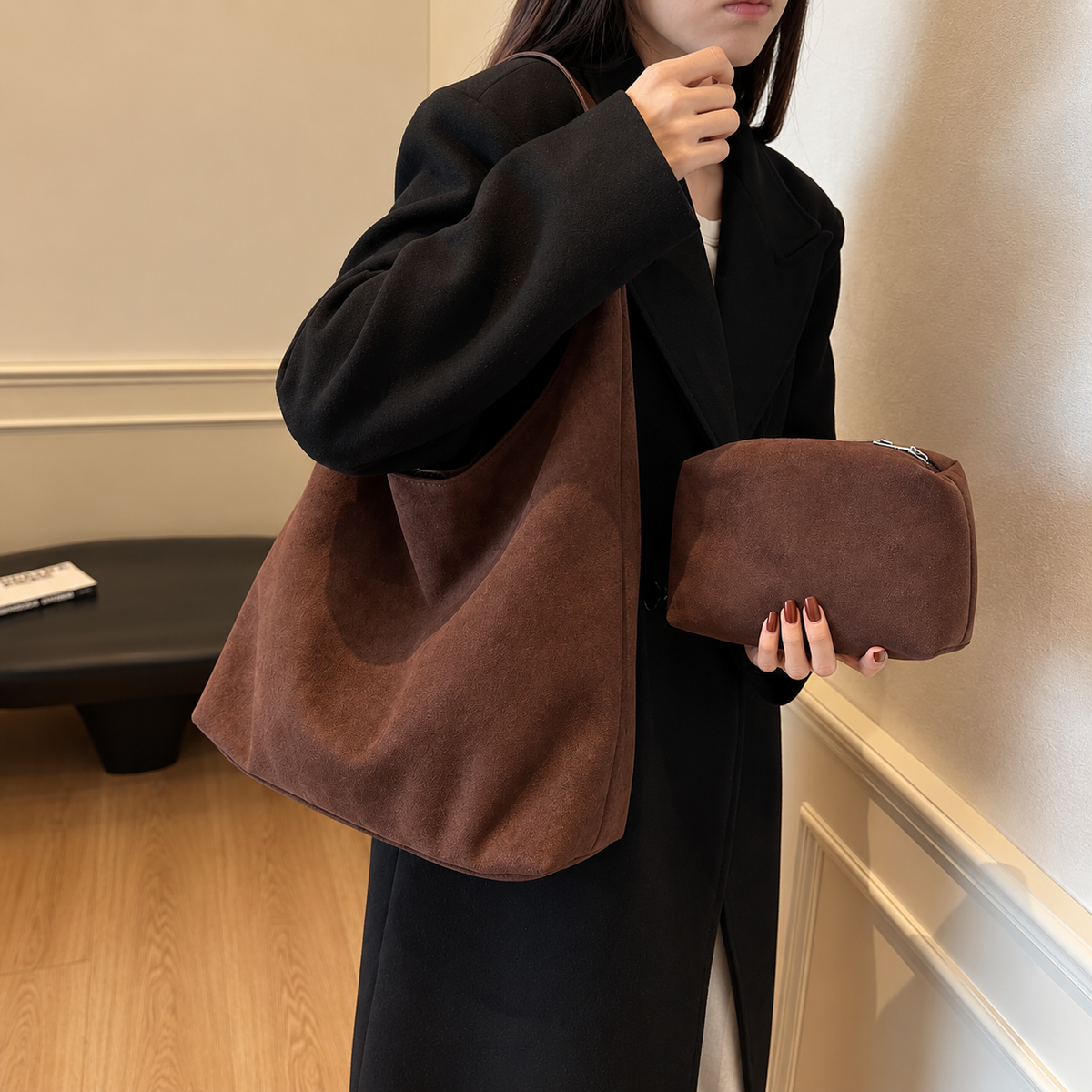 ELVic Wear™ Women's Luxe Suede Commuter Shoulder Bag