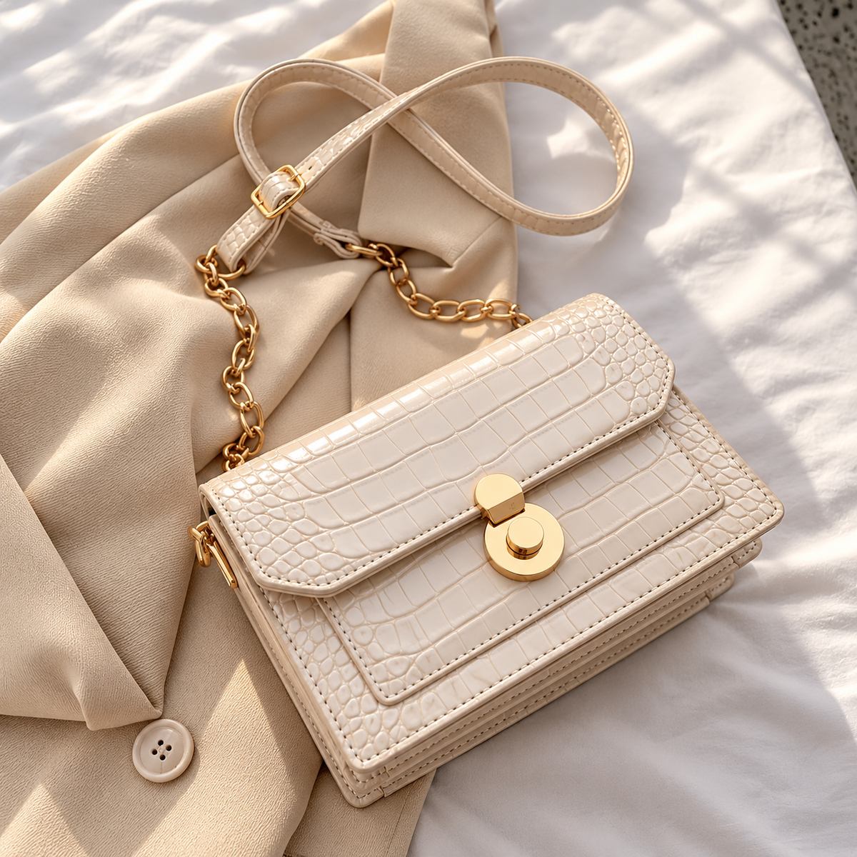 ELVic Wear™ Women's Luxe Stone-Texture Crossbody Bag