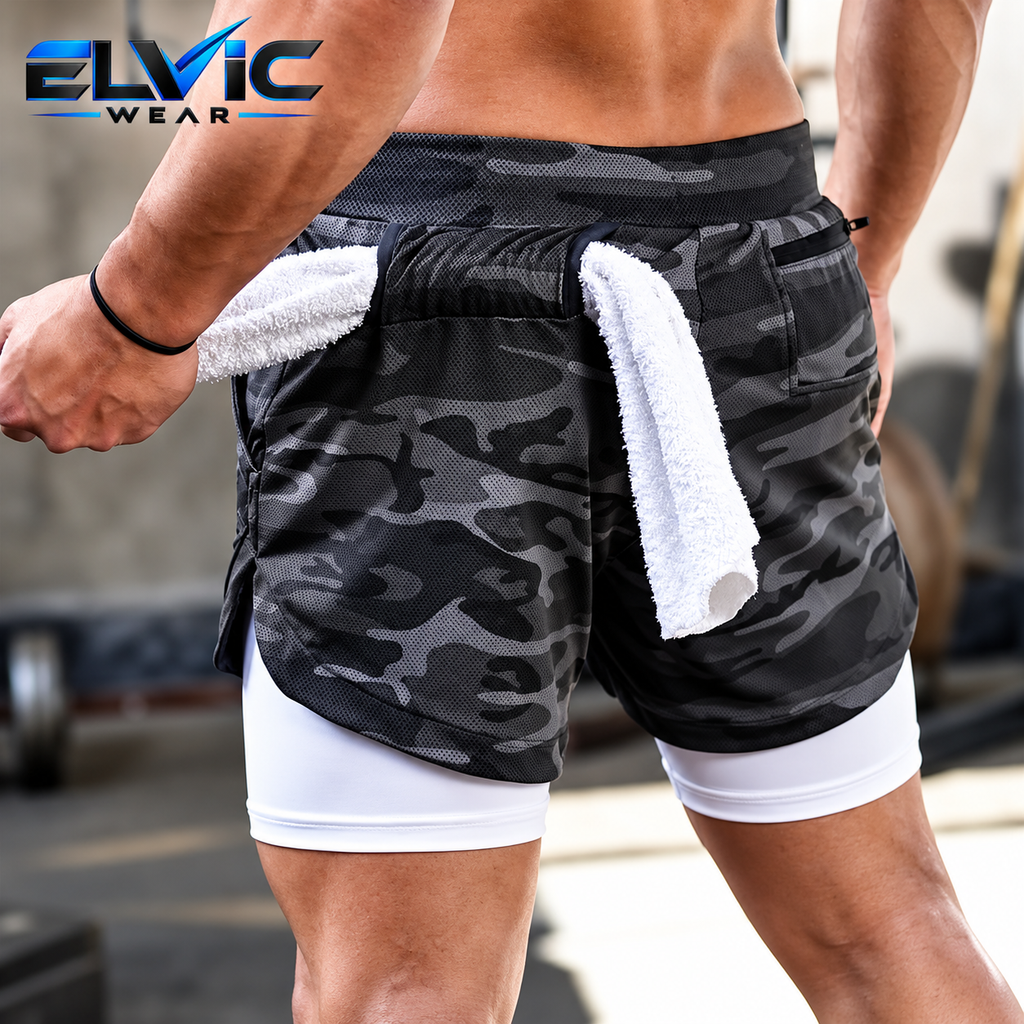 ELVic Wear™ Men's 2-in-1 Quick-Dry Running & Training Shorts