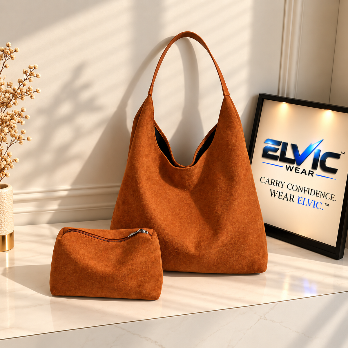 ELVic Wear™ Women's Luxe Suede Commuter Shoulder Bag