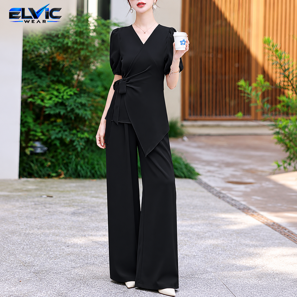 ELVic Wear™ Women's Elegant Wide-Leg Two-Piece Set