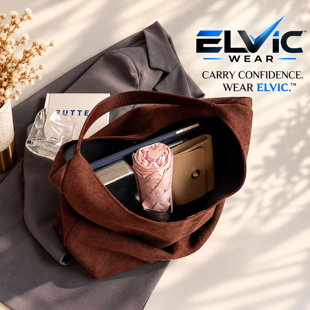 ELVic Wear™ Women's Luxe Suede Commuter Shoulder Bag