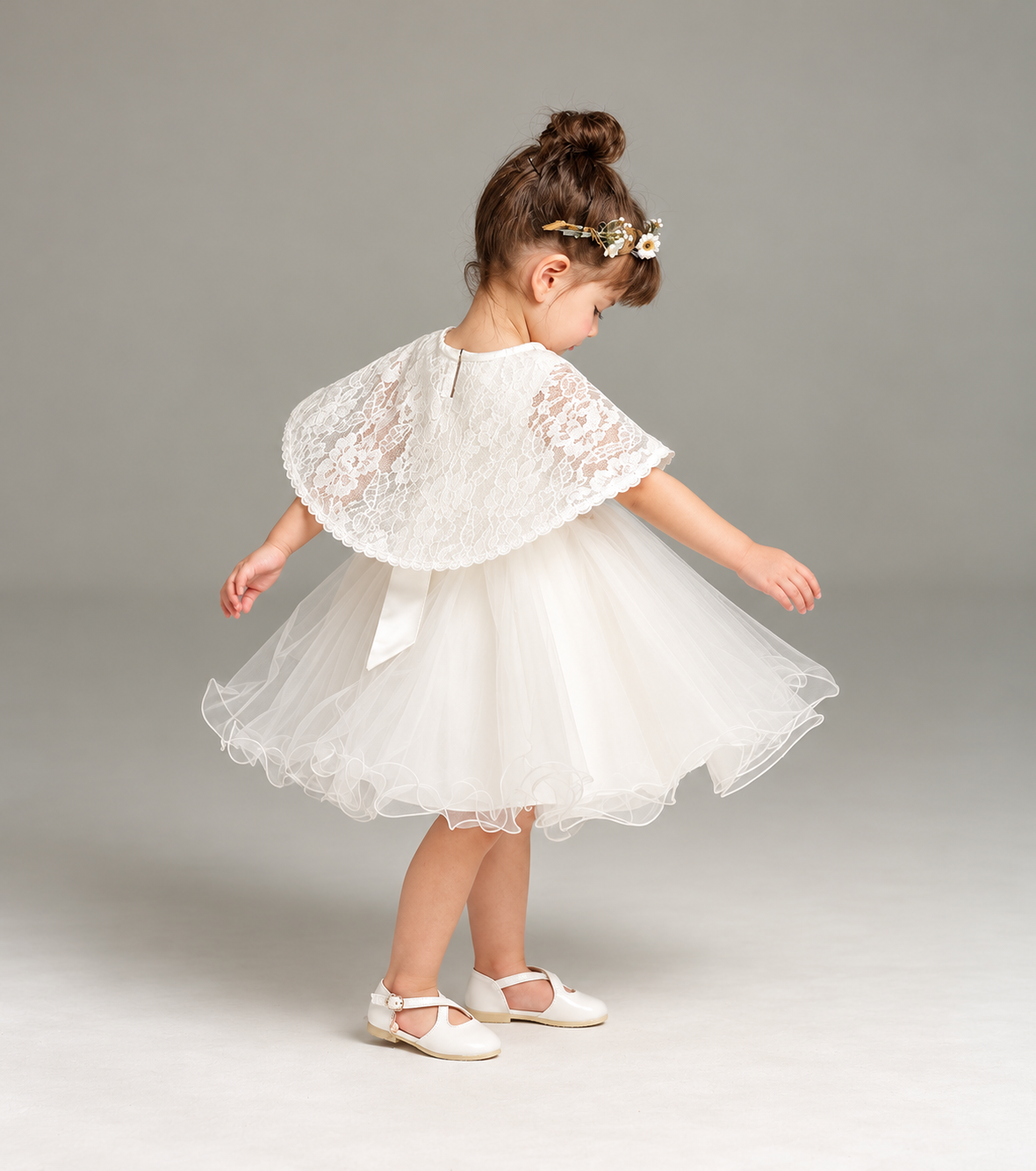ELVic Wear™ Baby Girls' White Fluffy Dress Two-Piece Set