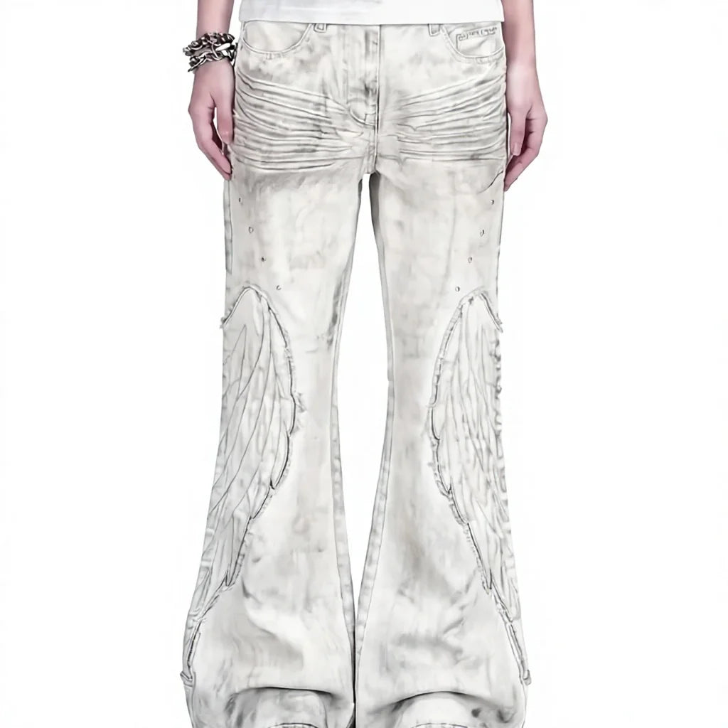 ELVic Wear™ Women's Vintage Washed Wide-Leg Flared Jeans
