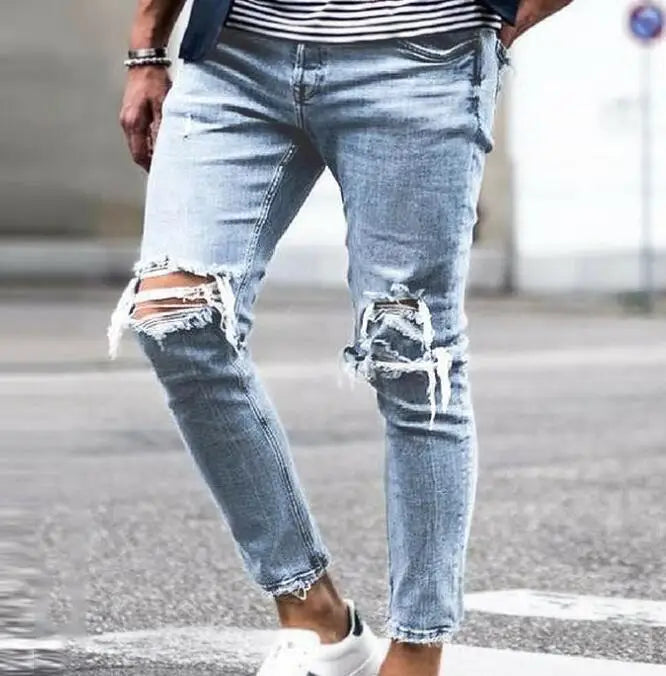 ELVic Wear™ Men's Distressed Slim-Fit Stretch Denim Jeans