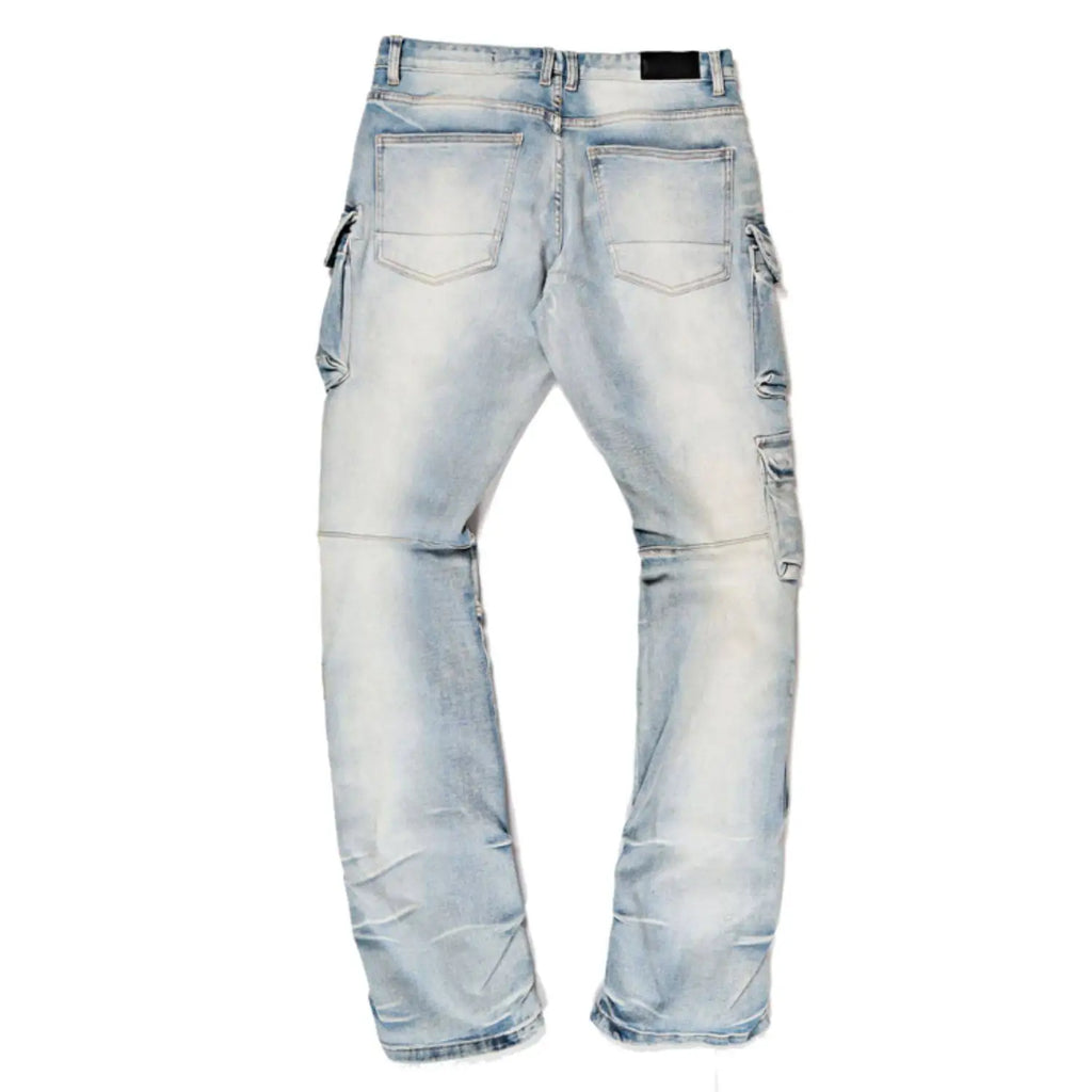 ELVic Wear™ Men's Light Wash Multi-Pocket Stacked Flared Jeans