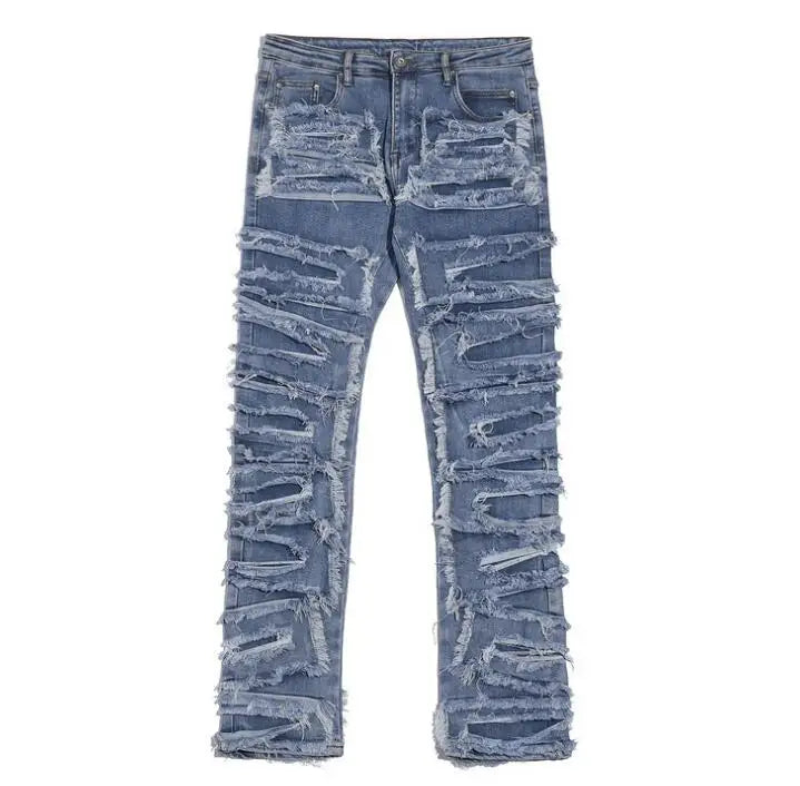 ELVic Wear™ Men's Vintage Distressed Stacked Flare Jeans