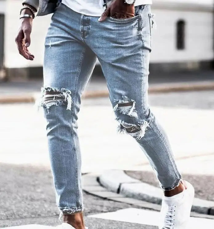 ELVic Wear™ Men's Distressed Slim-Fit Stretch Denim Jeans