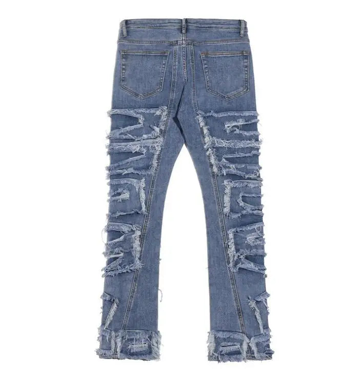 ELVic Wear™ Men's Vintage Distressed Stacked Flare Jeans