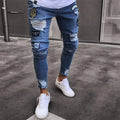 ELVic Wear™ Men's Distressed Patchwork Ripped Streetwear Jeans