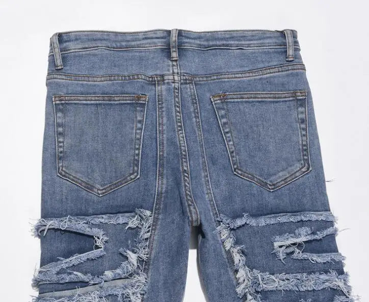 ELVic Wear™ Men's Vintage Distressed Stacked Flare Jeans