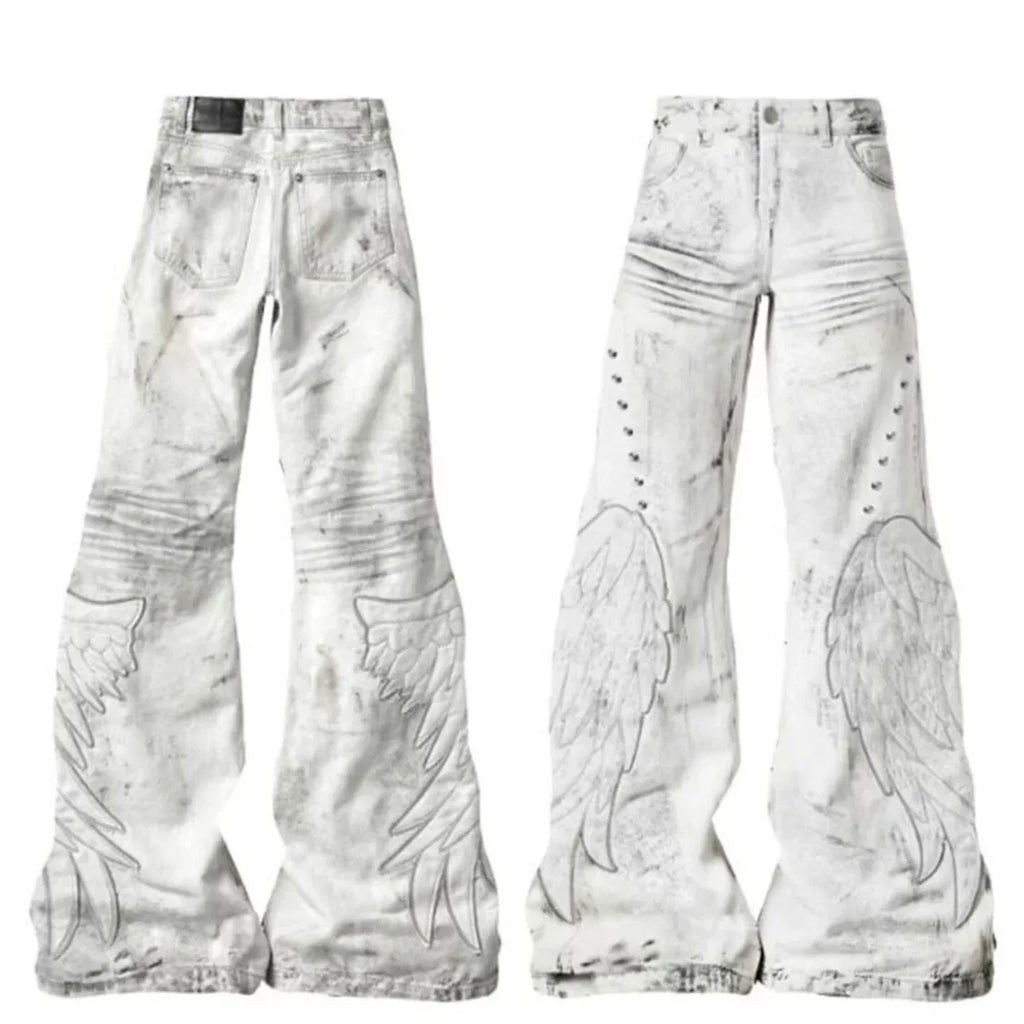 ELVic Wear™ Women's Vintage Washed Wide-Leg Flared Jeans