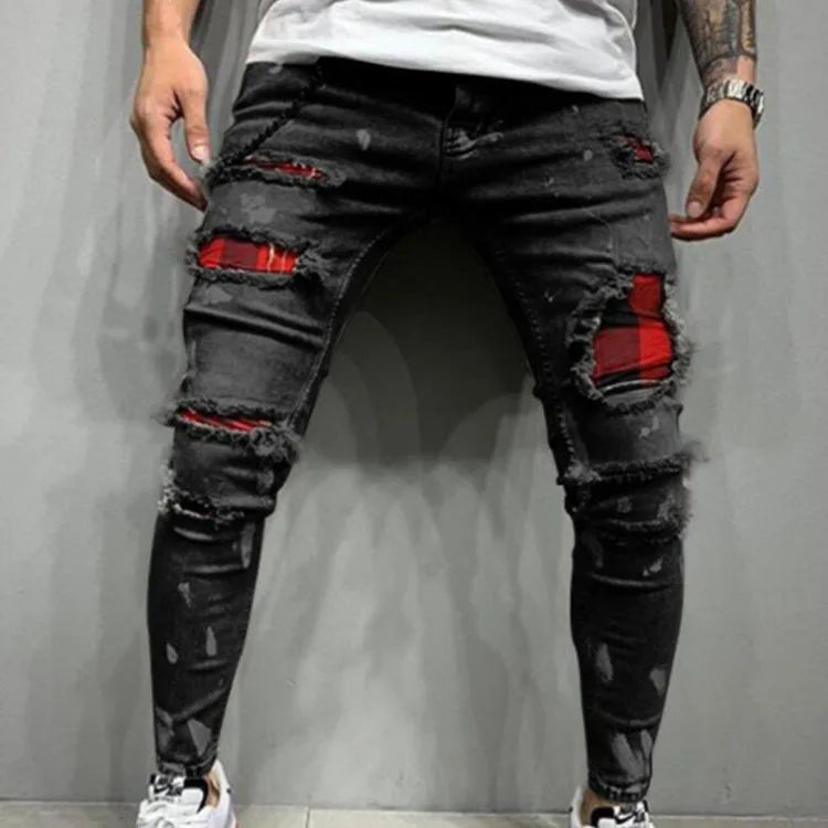ELVic Wear™ Men's Distressed Ripped Biker Jeans