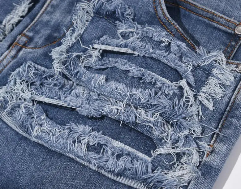 ELVic Wear™ Men's Vintage Distressed Stacked Flare Jeans
