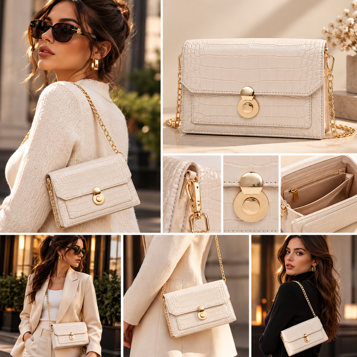 ELVic Wear™ Women's Luxe Stone-Texture Crossbody Bag