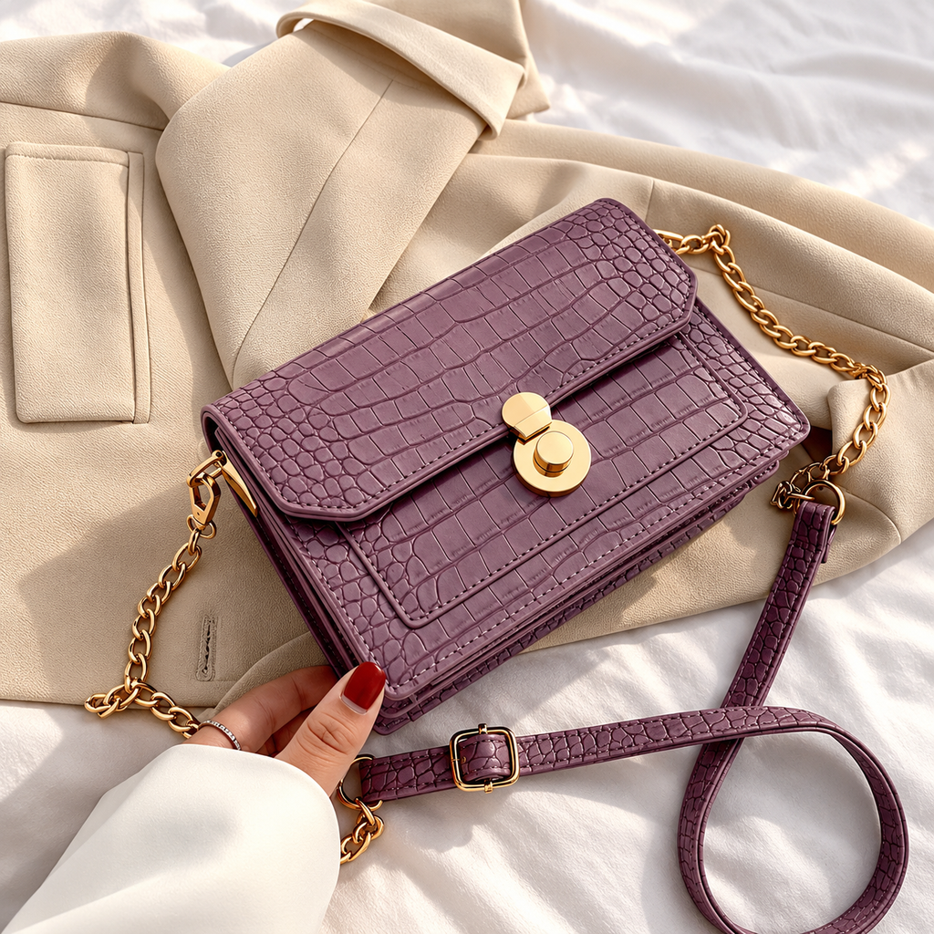 ELVic Wear™ Women's Luxe Stone-Texture Crossbody Bag
