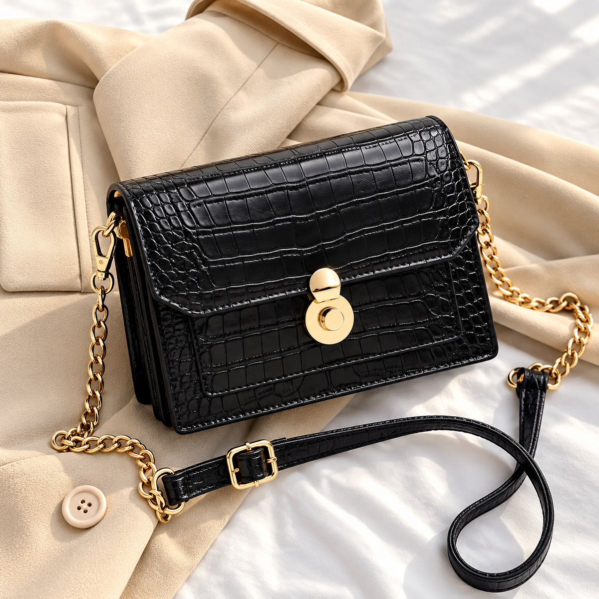 ELVic Wear™ Women's Luxe Stone-Texture Crossbody Bag