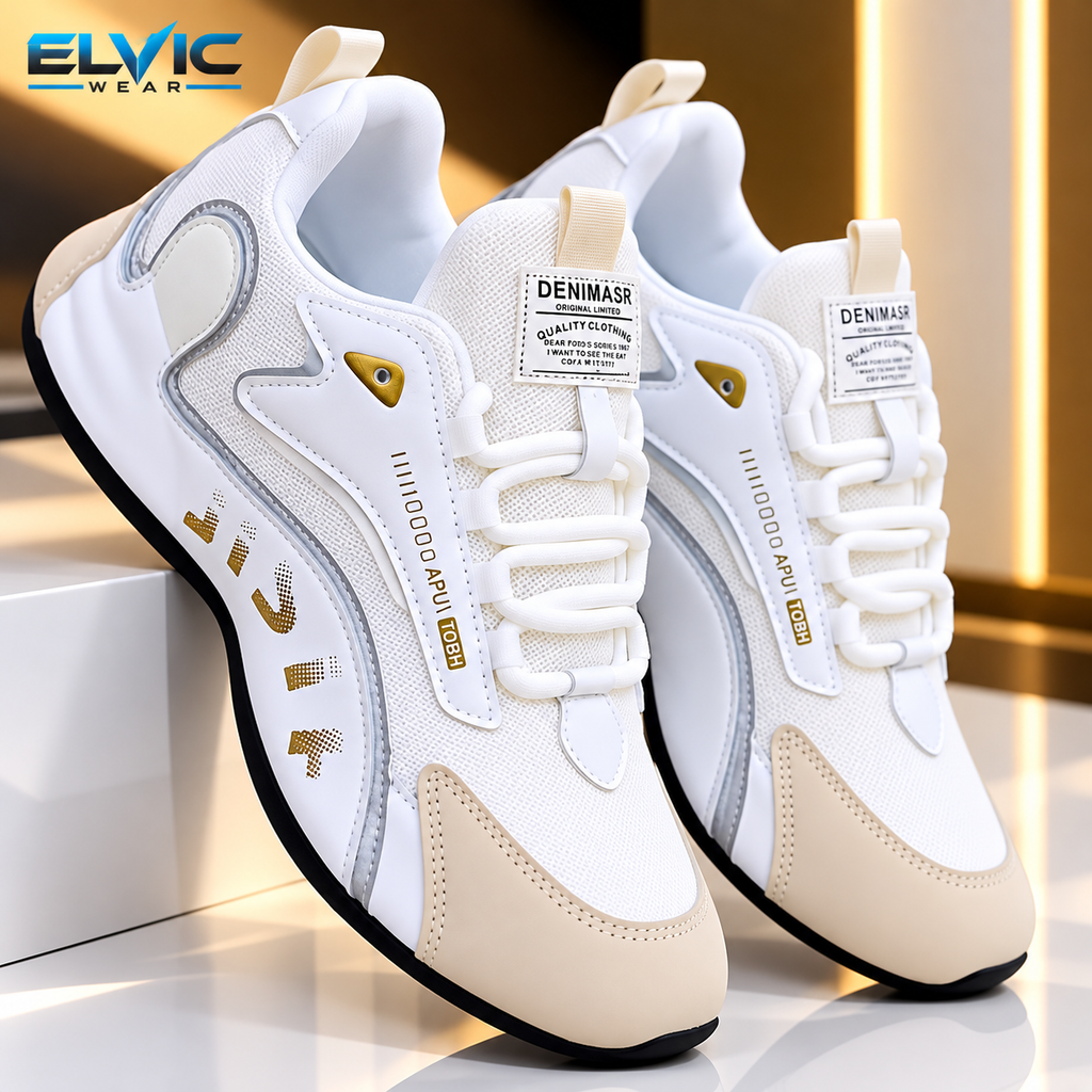 ELVic Wear™ Men's Colorblock Lace-Up Sneakers – Lightweight Casual Shoes