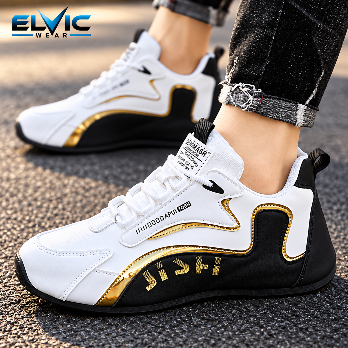 ELVic Wear™ Men's Colorblock Lace-Up Sneakers – Lightweight Casual Shoes