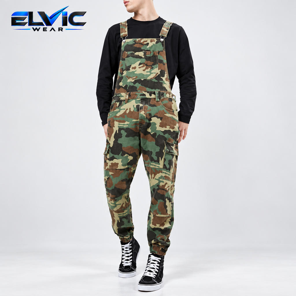 ELVic Wear™ Men's Camouflage Cargo Overalls – Streetwear Jumpsuit